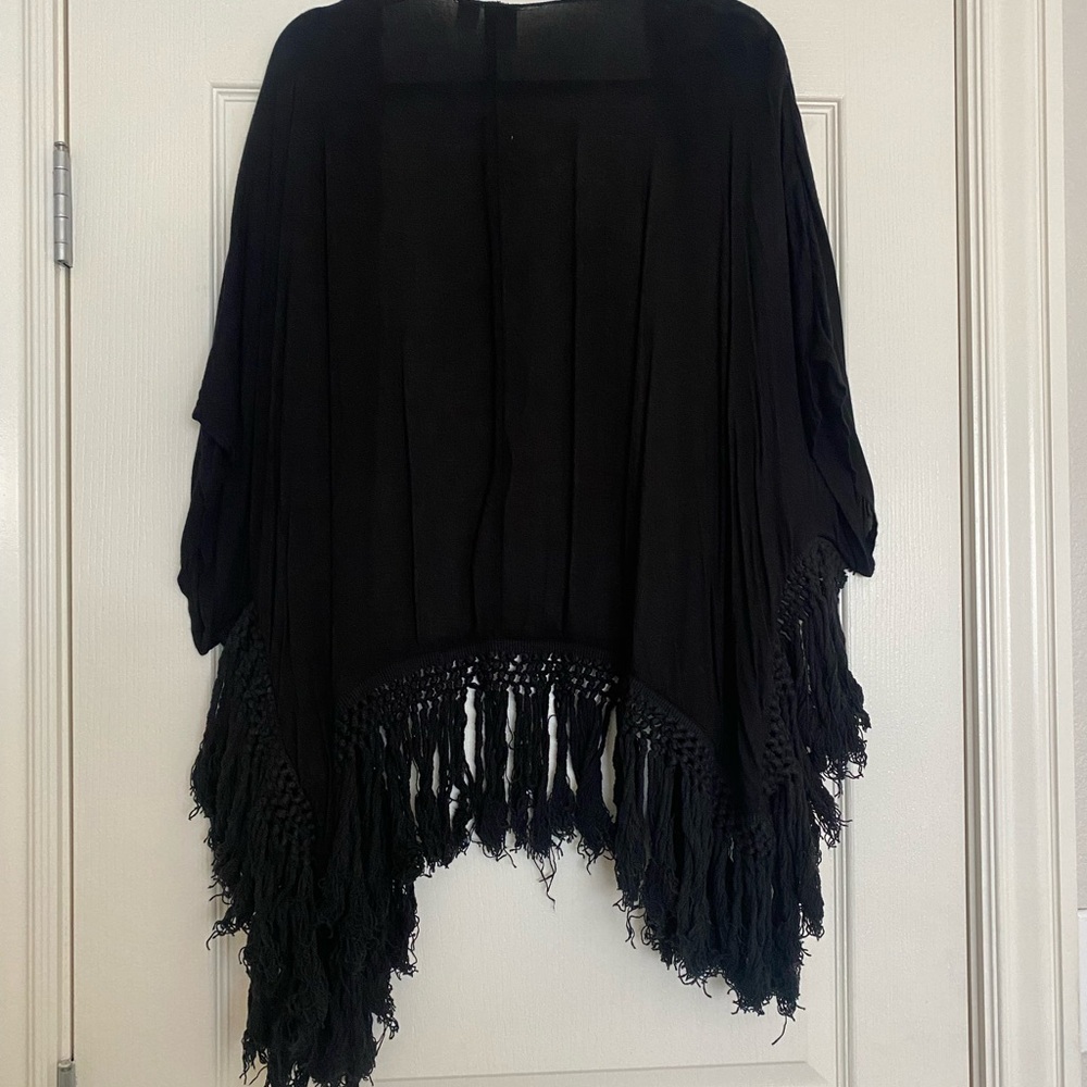 Roxy Black Tassel Fringe Swim Coverup - Picture 2 of 5